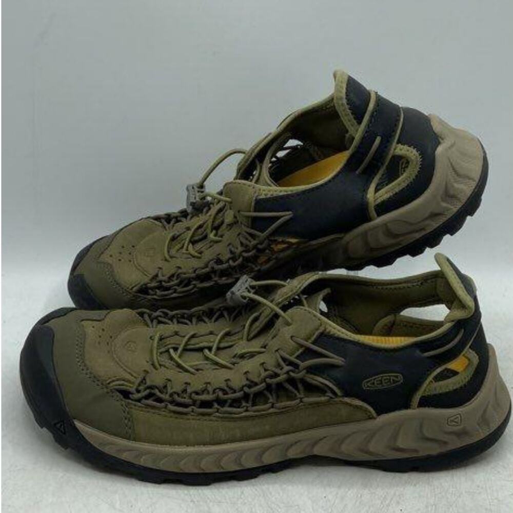 Men's Size 11.5 KEEN Uneek Nxis Olive Green/Olice Drab Leather Water Sandals EUC